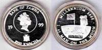 1000 Kwacha Bank of Zambia Millenium 2000 AG PP gekapselt